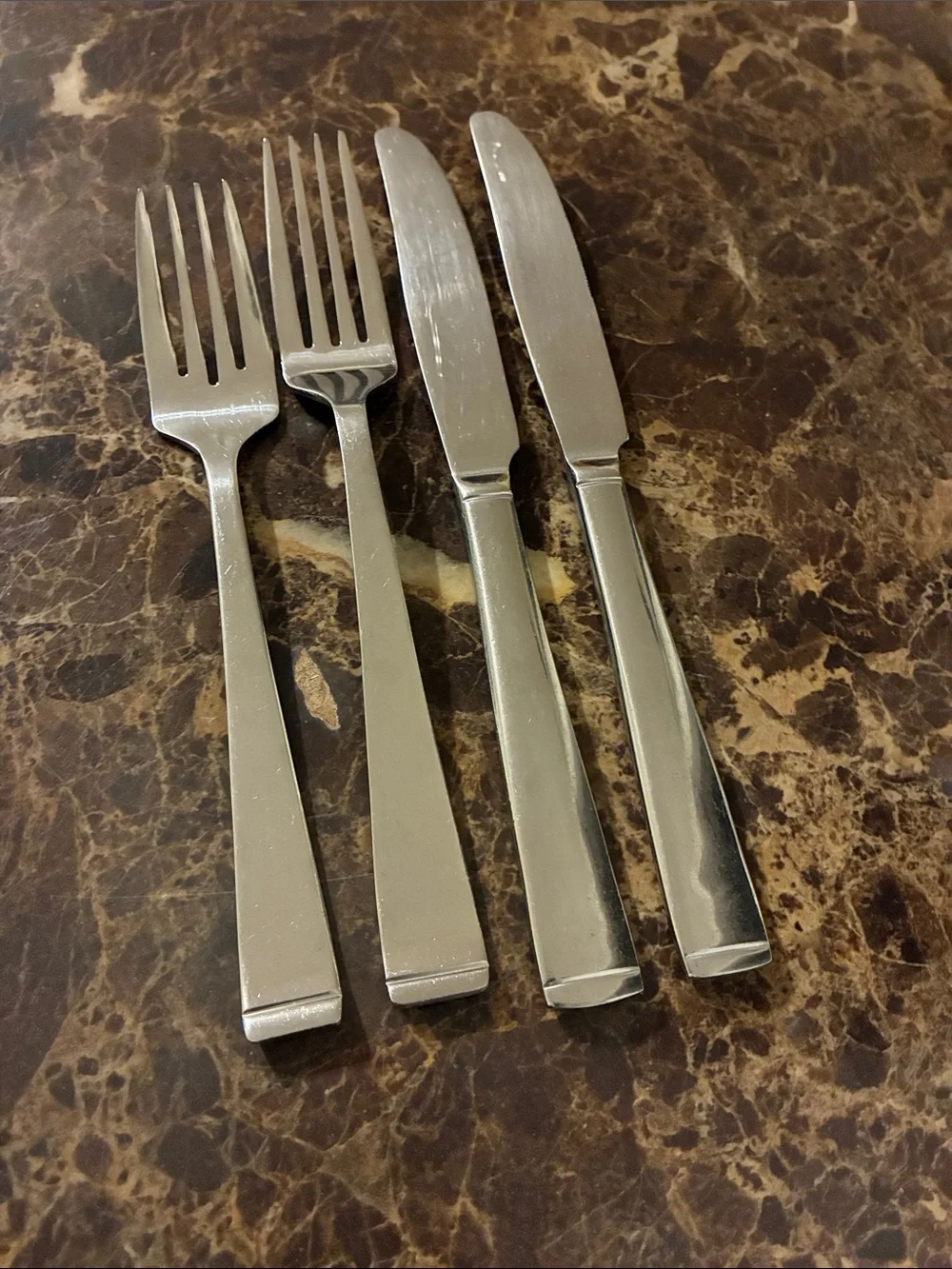 Wallace Julienne Glossy Stainless Steel Flatware Set Of 4 Forks & Knives